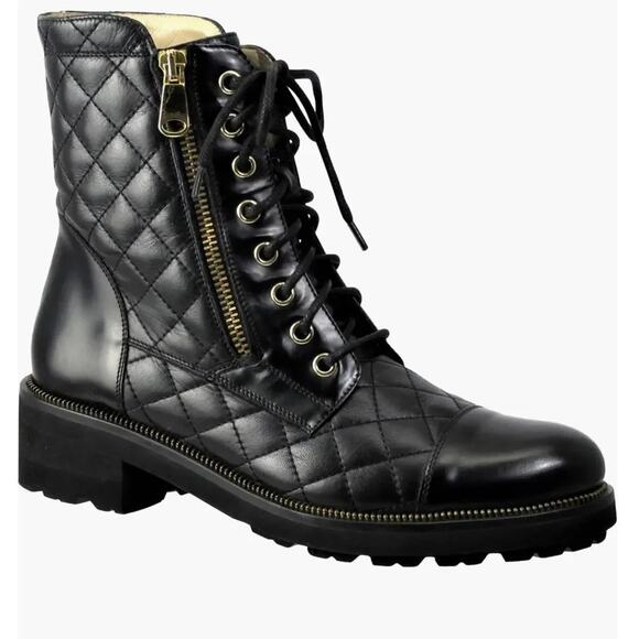 Ron White Tiffany Combat Boot in Onyx, Size EU 41 / US 10 New with Tag MSRP $645 - Picture 1 of 13